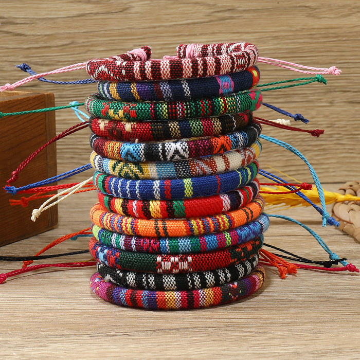 Wholesale Hot Sale Bohemian Ethnic Style Hand-woven Bracelets Colorful Surfing Cloth Bracelets Friendship Bracelets JDC-BT-XH006