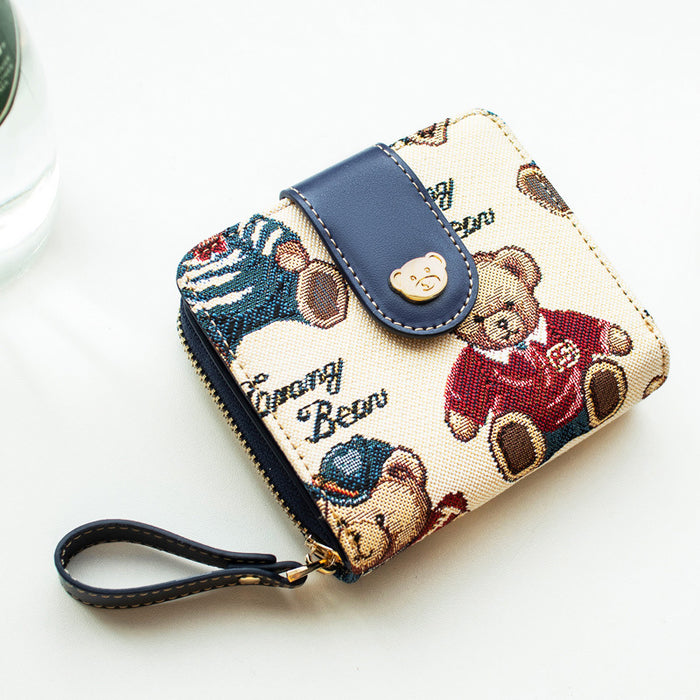 Wholesale Bear Print Weaving Zero Wallet JDC-WT-Aida001