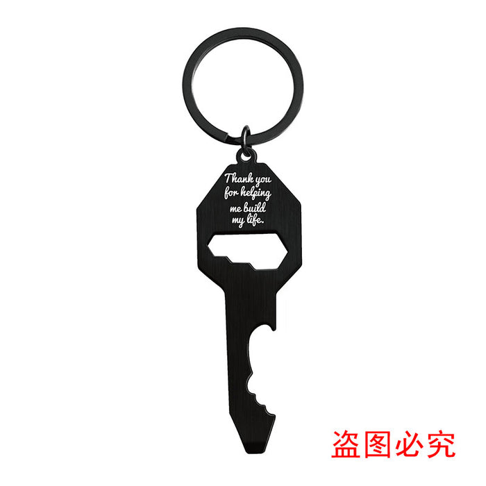 Wholesale Multifunctional Bottle Opener Screwdriver Wrench Father's Day Alloy Keychain JDC-KC-GangGu047