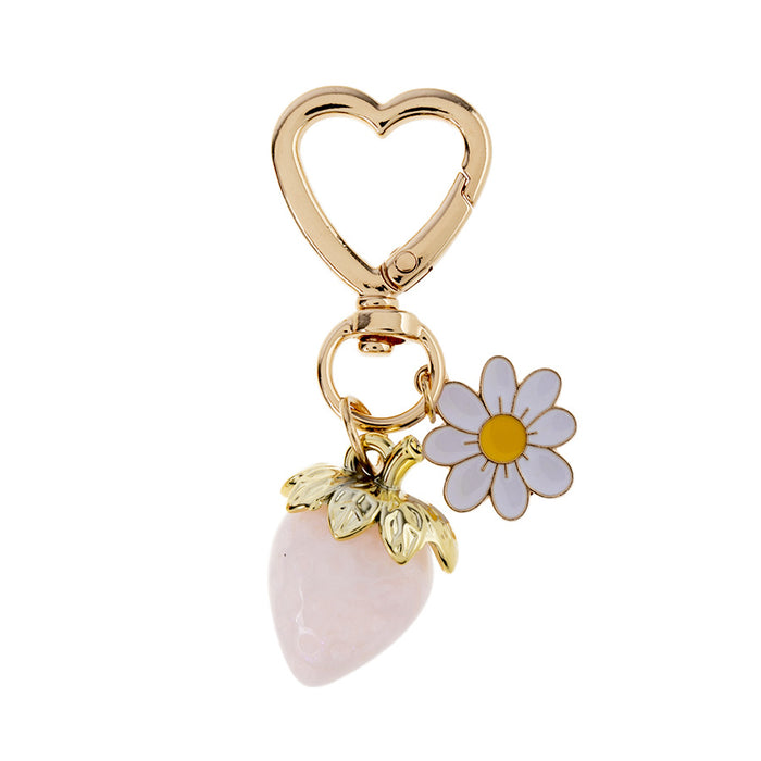 Wholesale Strawberry Heart Shape Alloy Keychain JDC-KC-JinY006