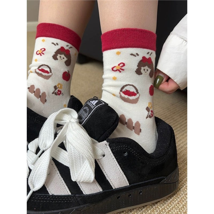 Wholesale  Cotton Summer Thin Fairy Tale Socks Women's Mid-length Socks Ins Style Girl's Cute Cartoon Stockings