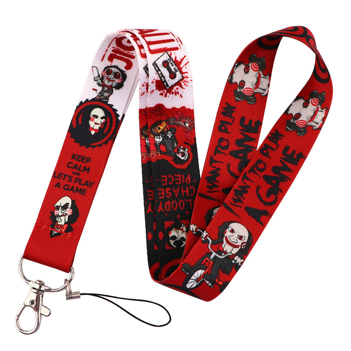 Wholesale Horror and thriller themed long phone lanyard with chest strap