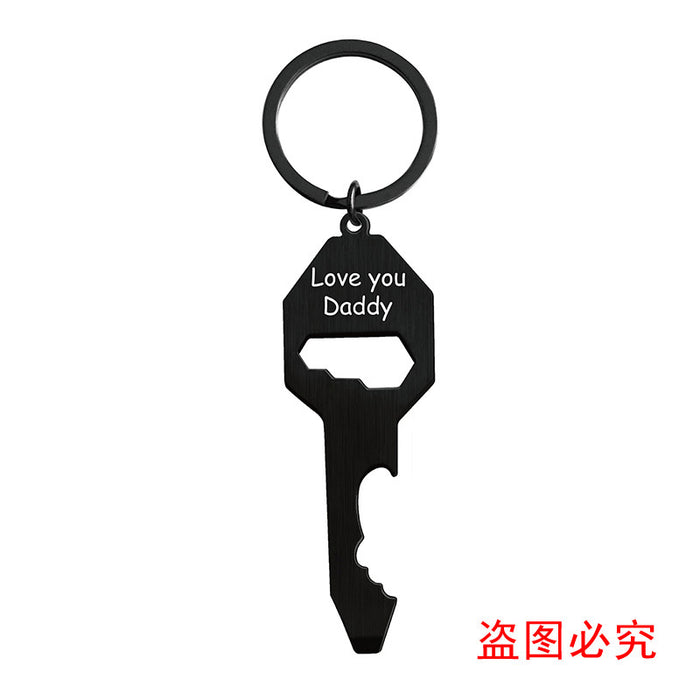 Wholesale Multifunctional Bottle Opener Screwdriver Wrench Father's Day Alloy Keychain JDC-KC-GangGu047