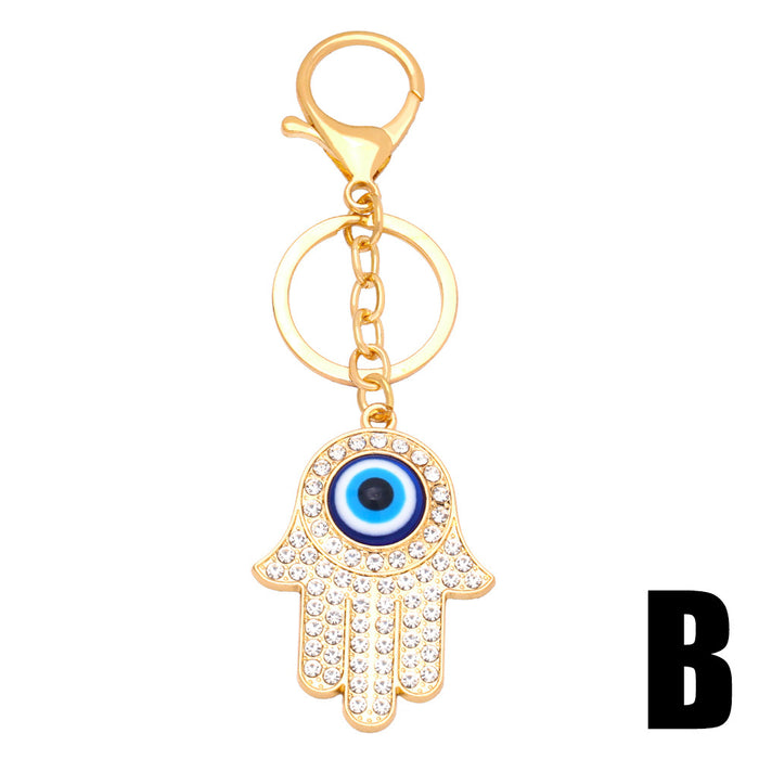 Wholesale Colorful Rhinestone Devil Eye Metal Keychain JDC-KC-AS005