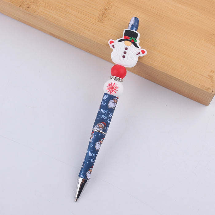 Wholesale Cartoon Christmas Santa Claus Silicone Plastic Bead Pen JDC-PN-GuangTian010