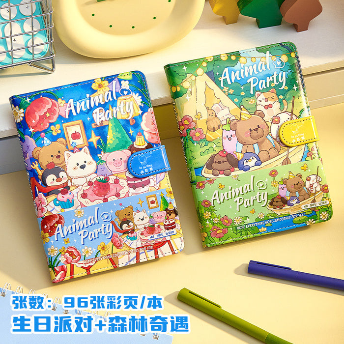 Wholesale Cute Cartoon Bear Imitation Leather Notebook with Magnetic Buckle 96 Full-Color Page
