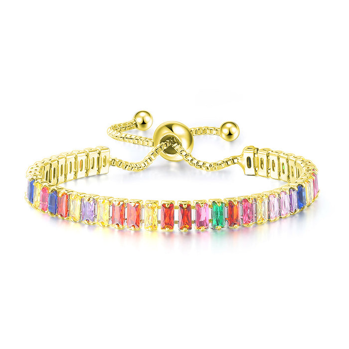 Wholesale Colored zircon bracelet, women's full diamond crystal tennis wholesale accessories