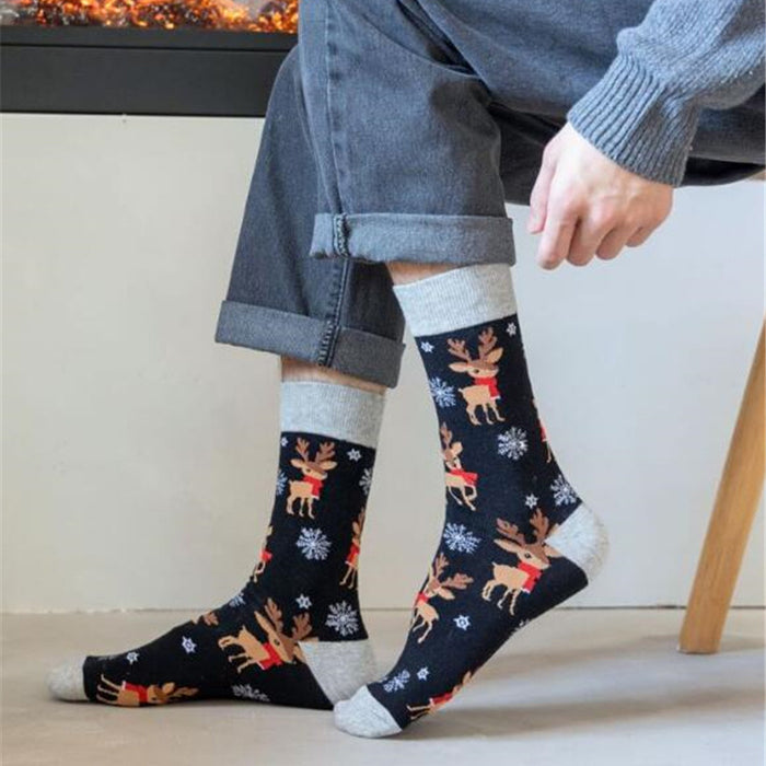 Wholesale Christmas Socks Men and Women's Medium-length Cotton Socks Cartoon Festival Old Man Snowman Elk Large Size Socks JDC-SK-CG007