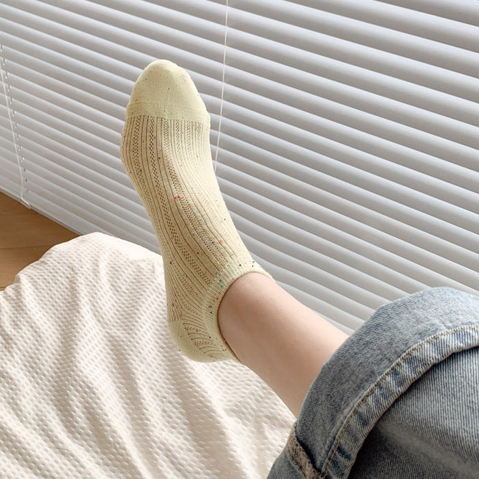 Wholesale Ultra thin mesh breathable retro dot yarn boat socks