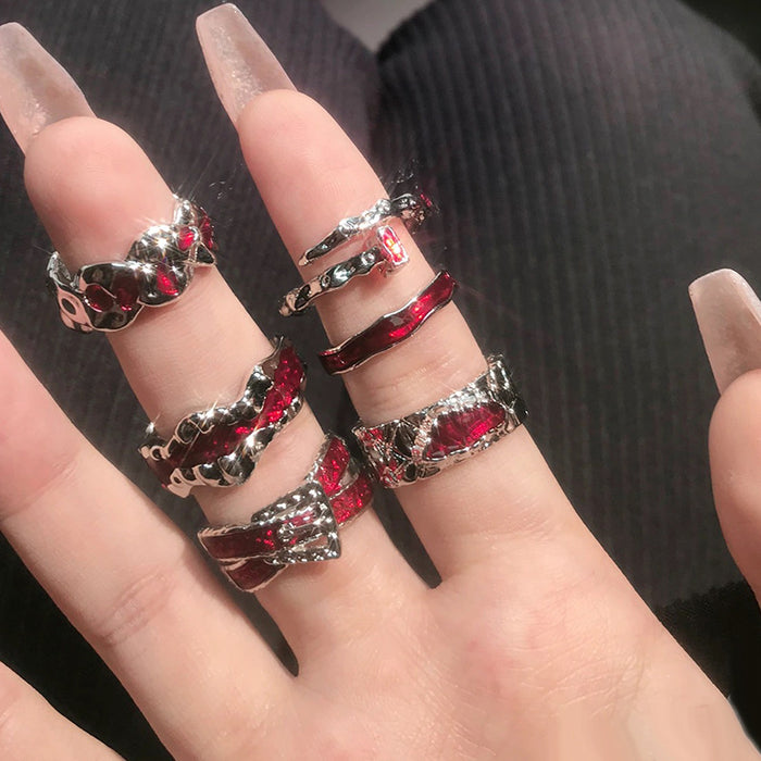 Wholesale Red high-end ring, layered, niche design, personalized ring