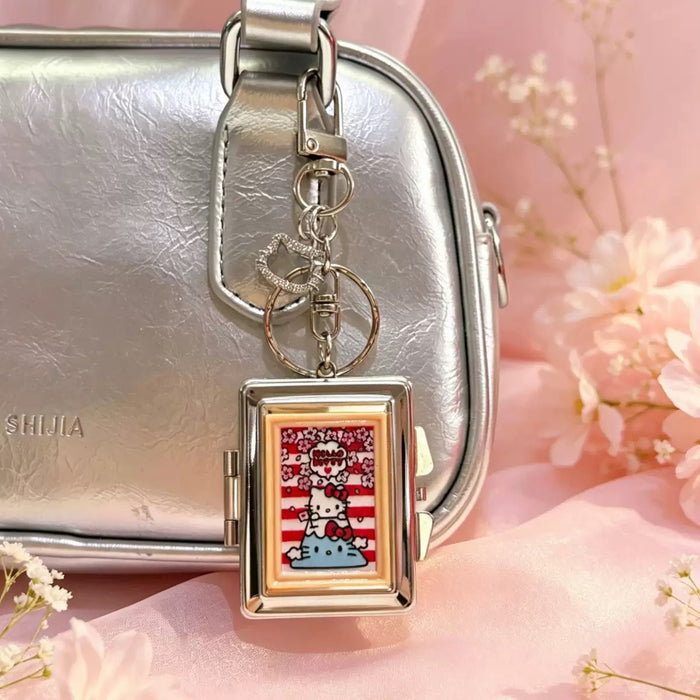 Wholesale Cartoon Heart Portable Mirror Keychain Bag Charm Alloy Electroplating