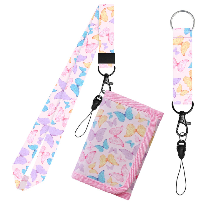 Wholesale Cartoon Print Polyester Kids Wallet with Lanyard