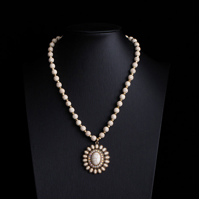 Wholesale Retro ethnic style turquoise necklace,  Western denim style,  multi-layer layered sweater chain