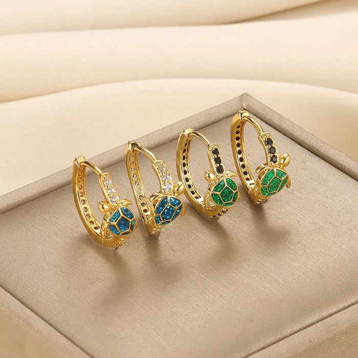 Wholesale 18K Gold Plated Cute Turtle Earrings Ear Buckle  Ocean Wind Earrings