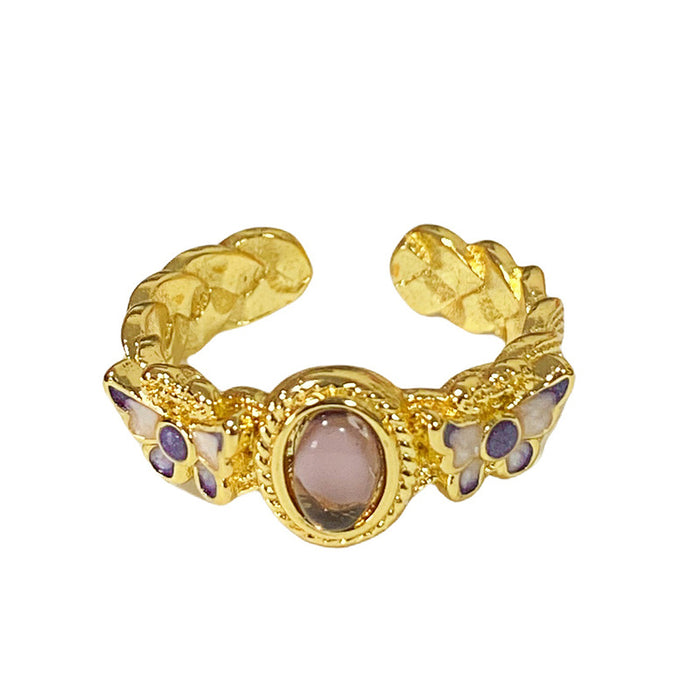 Wholesale Butterfly patterned ring, niche, retro, exquisite, high-end, layered ring