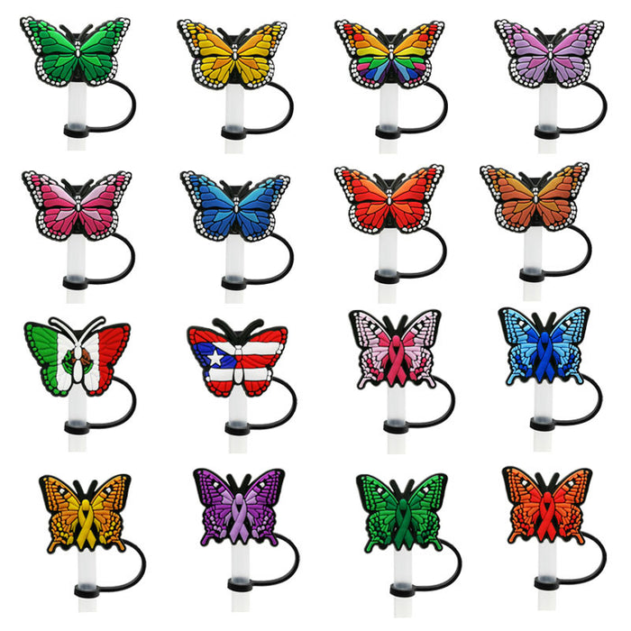 Wholesale 10pcs Silicone Butterfly Style Straw Cover JDC-SCR-KuaJ009