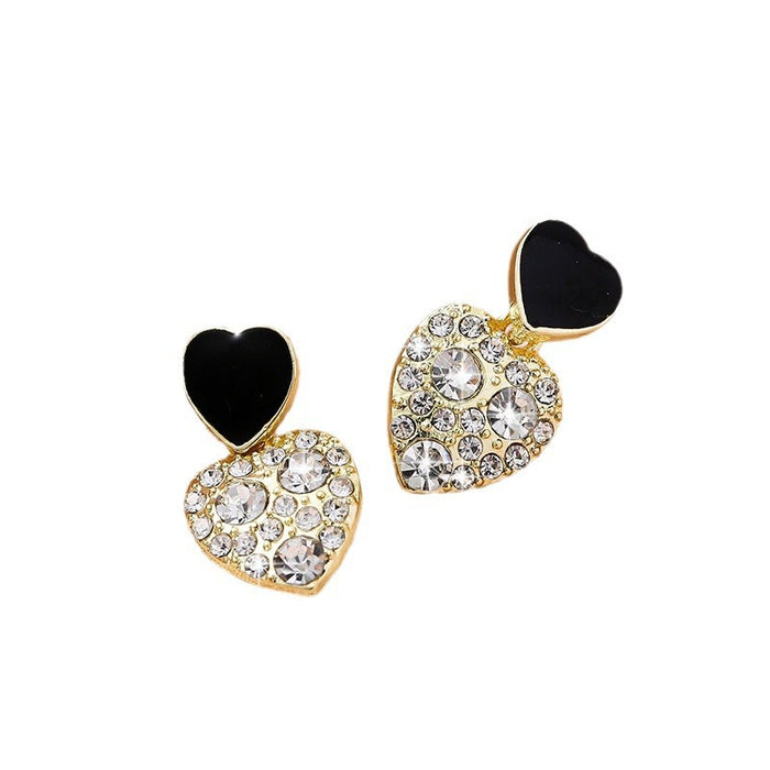 Wholesale Silver needle studded diamond heart, simple and versatile, personalized temperament, high-end design, earring earrings