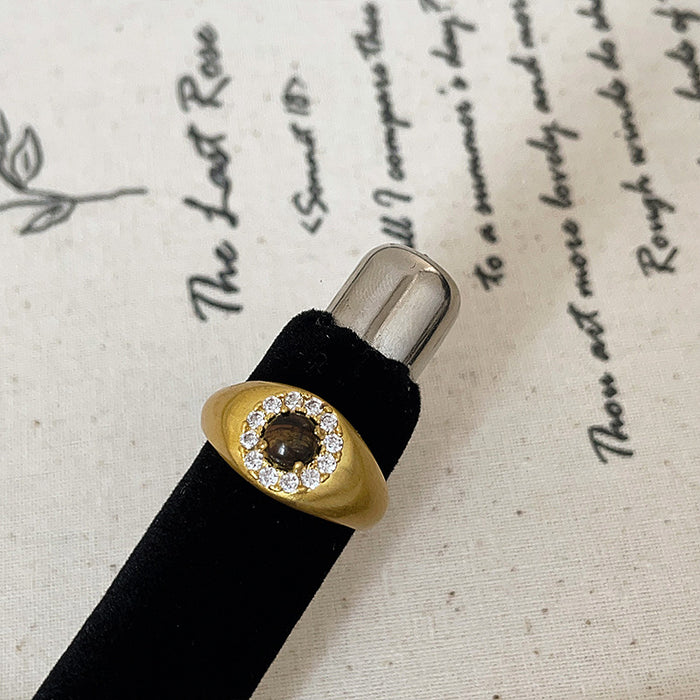 Wholesale Matte Metal and Zircon Ring