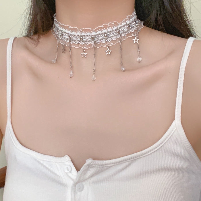 Wholesale Pendant lace collar fashionable punk niche collarbone chain neck ring accessory