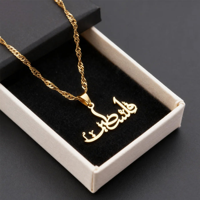 Wholesale Simple titanium steel Arabic letter necklace