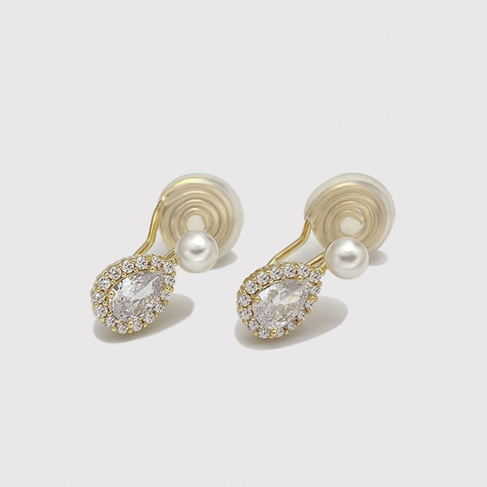 Wholesale  water drop pearl earrings female temperament niche design  mosquito coil ear clip decoration