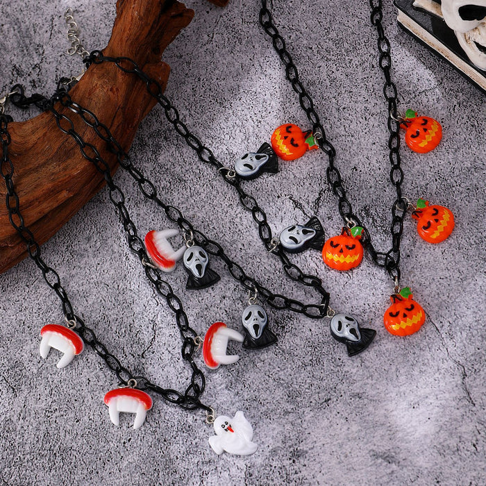 Wholesale Necklace Female Pumpkin Ghost Face Pendant Collarbone Chain Party Jewelry