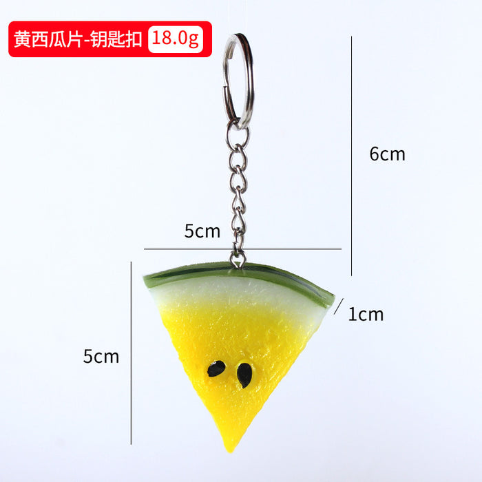 Wholesale Watermelon Slice Keychain Faux Fruit Charm Stylish PVC Hanging Ornament