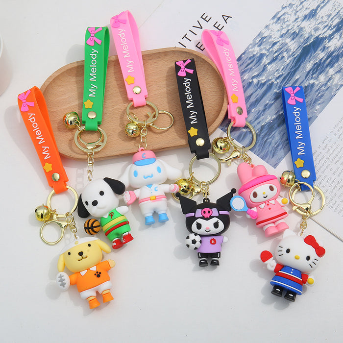 Wholesale Keychain Cartoon Animation PVC Doll Cat Bag Pendant Car Key Ring Creative Gift