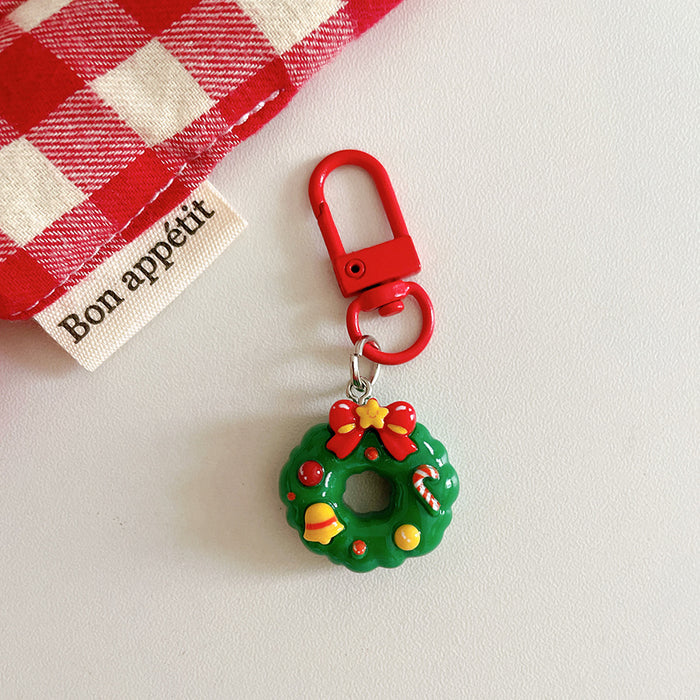 Wholesale Trendy Cartoon Christmas Resin Keychain Pendant  Design Bag Charm Gift Accessory For Resale