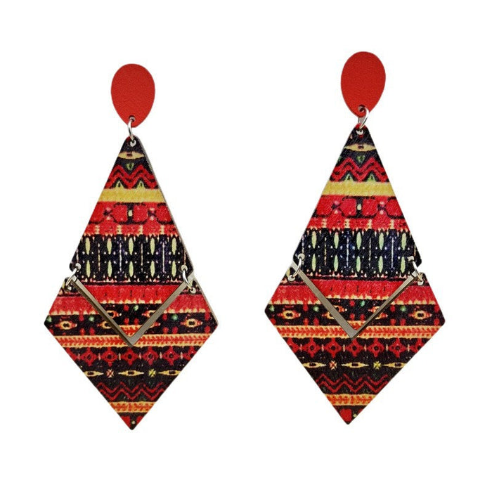 Wholesale Bohemian Ethnic Style Diamond Wood Long Earrings JDC-ES-FaXin006