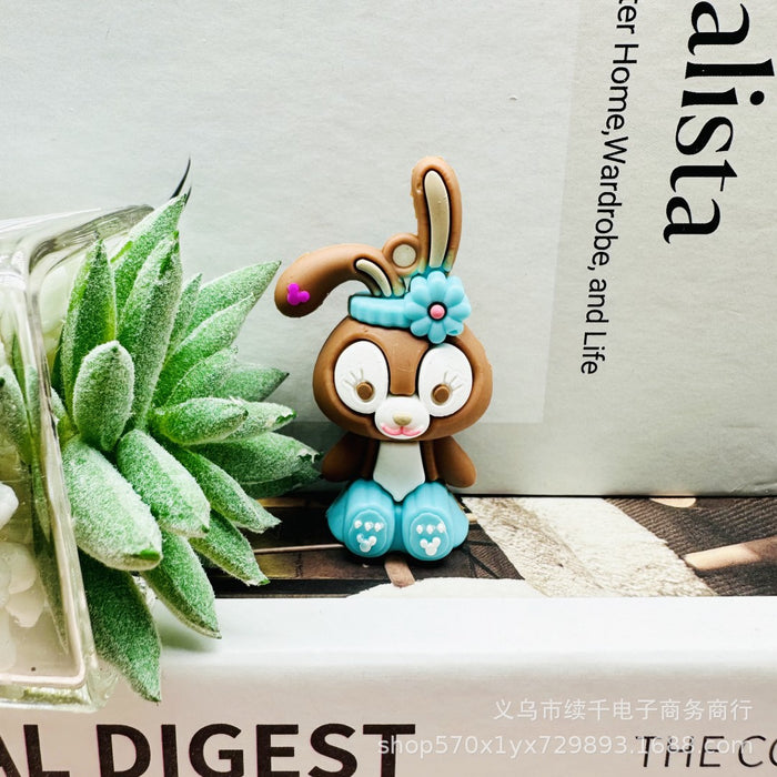 Wholesale Cartoon sitting keychain DIY soft plastic figurine car keychain