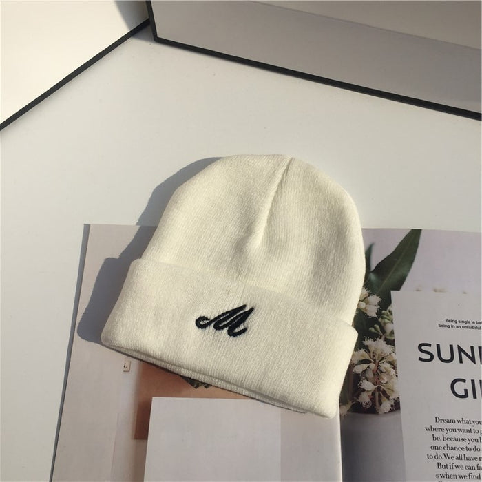 Wholesale Simple Embroidery Solid Color Acrylic Knitted Wool Hat JDC-FH-YBQX003