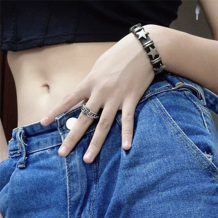 Wholesale Retro Soft Leather Star Leather Bracelet