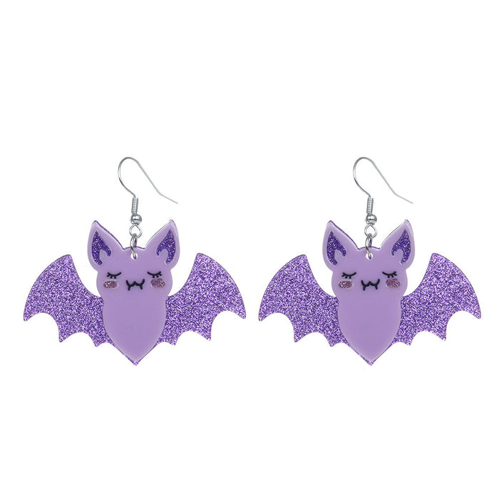 Wholesale Bat Earrings Creative Glitter Handmade DIY  Party Acrylic Pendant Earrings