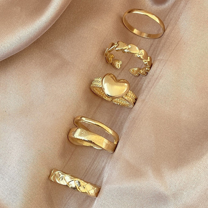 Wholesale Dark Retro Creative Spades a Card Ring Five-Piece Set Women' s Personalized Hand Accessories National Show Aliexpress Hot Selling