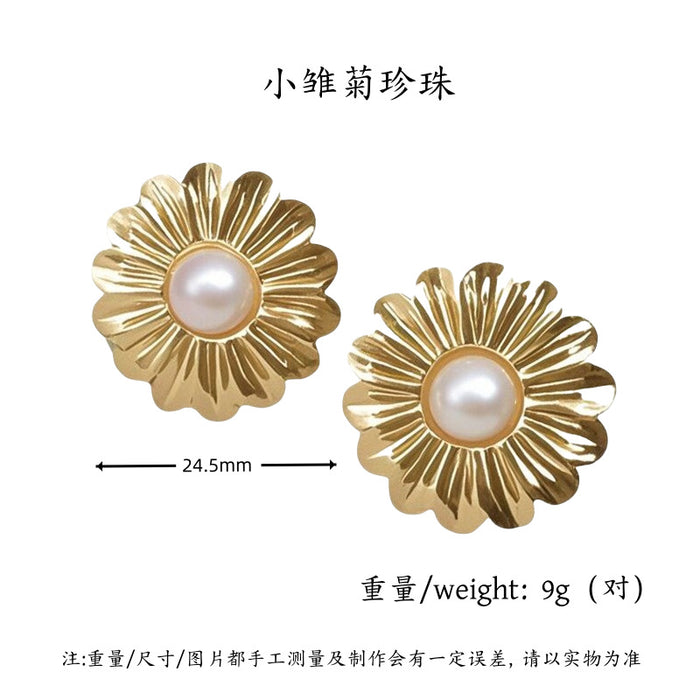 Wholesale Pearl earrings light luxury personality temperament does not fade titanium steel earrings new product