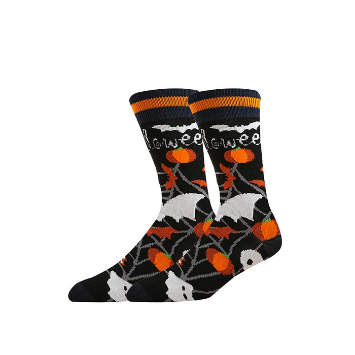 Wholesale  element pattern pumpkin ghost skull autumn and winter style warm breathable mid-tube socks