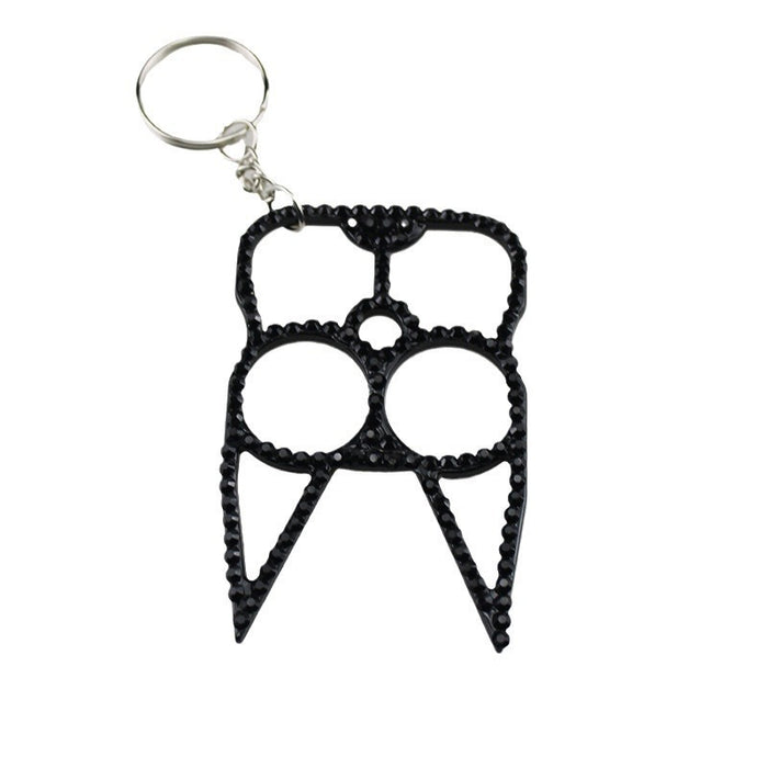 Wholesale Black Alloy Rhinestone Self Defense Keychain For Everyday Carry Gift