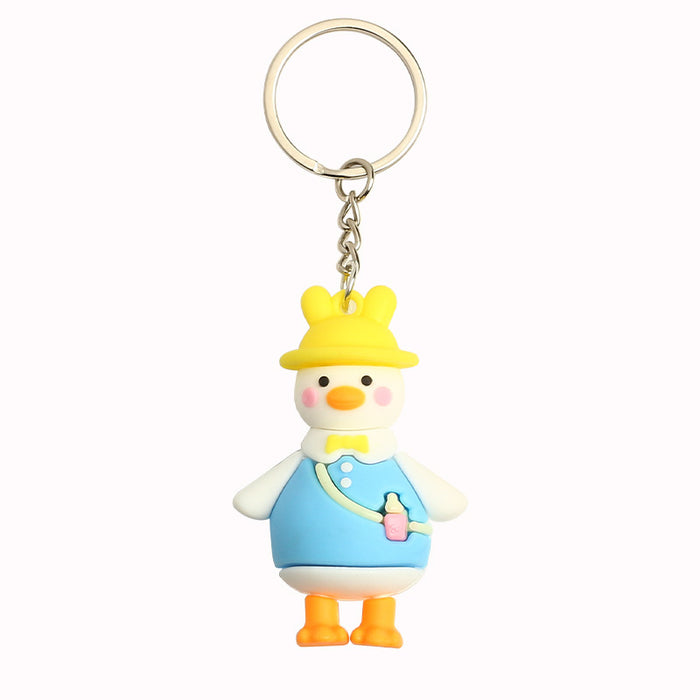 Wholesale cartoon  schoolbag pendant travel duck doll keychain