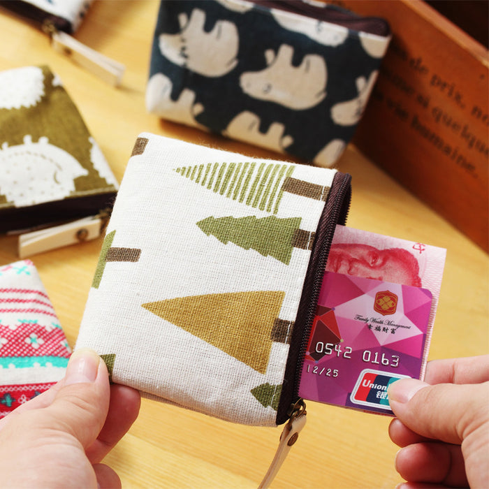 Wholesale Retro coin purse, simple and fashionable canvas cartoon key, cute card bag