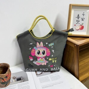 Wholesale Zippered Embroidered Shoulder Bag Waterproof Nylon Messenger Bag Handheld Canvas Bag