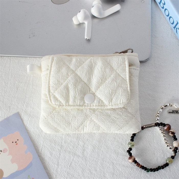 Wholesale Quilted Diamond Pleated Polyester Coin Purse Sweet Pink Multi Functional Card Holder Home Storage
