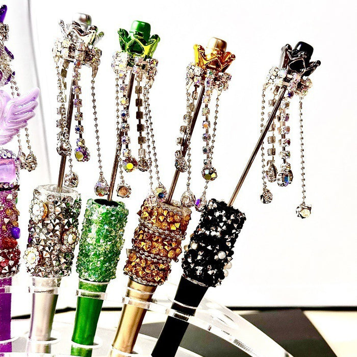 Wholesale Beaded Crystal Pen,  Spinning Model,  Black Ink,  Jewelry Accessory Gift