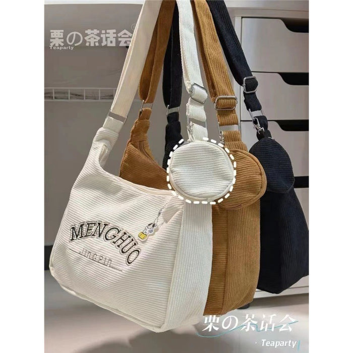 Wholesale Corduroy retro casual all-match messenger bag student class commuter backpack