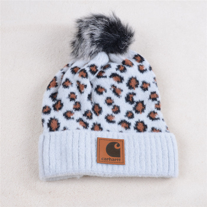 Wholesale Parent-child Leopard Print Warm Hat with Fleece (F) JDC-FH-KuT013