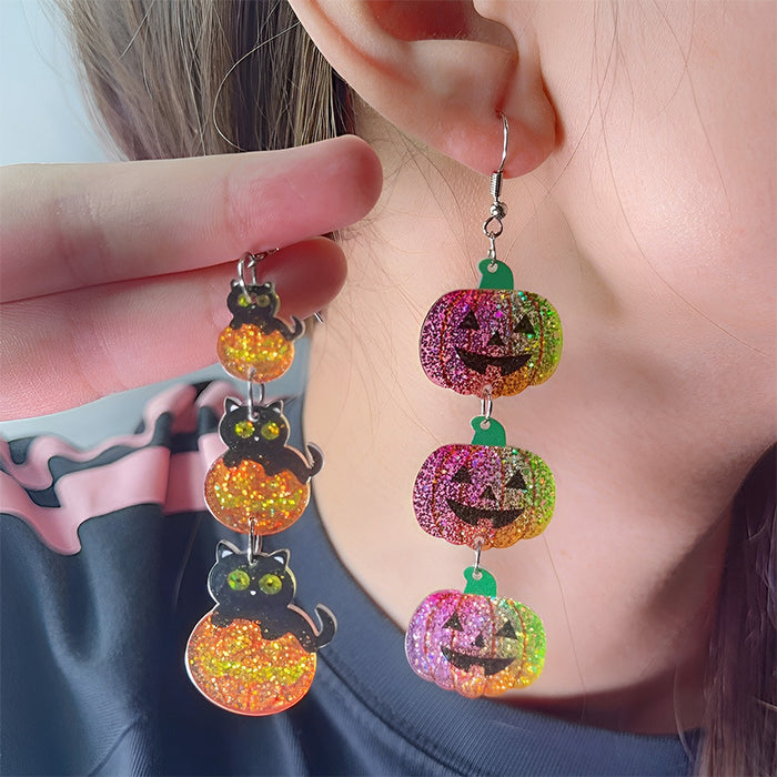 Wholesale  Earrings Shiny Contrasting Color Long Pumpkin Acrylic Earrings Party Personalized Earrings