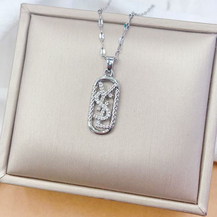 Wholesale Square Letter Pendan Elegant Clavicle Necklaces