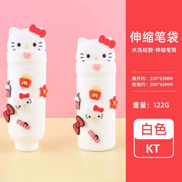 Wholesale Trendy Cartoon Hole Pencil Case Silicone Student Stationery minimum quantity：10