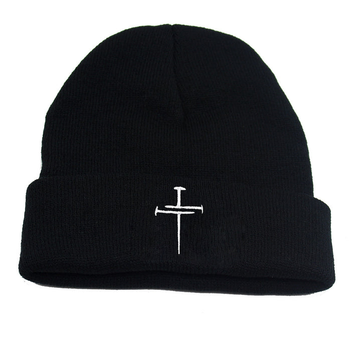 Wholesale Autumn and Winter Cross Embroidery Knitted Wool Pullover Hat JDC-FH-ZhiXie013