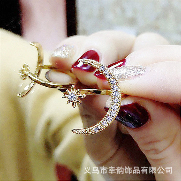 Wholesale Star Moon Ring Personality Star Moon Finger Opening Ring